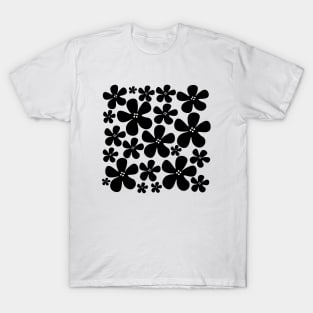 Black flowers floral pattern design T-Shirt